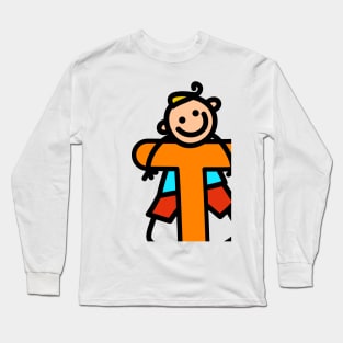 Letter T for Boys alphabet Kids Colorful Cartoon Character Long Sleeve T-Shirt